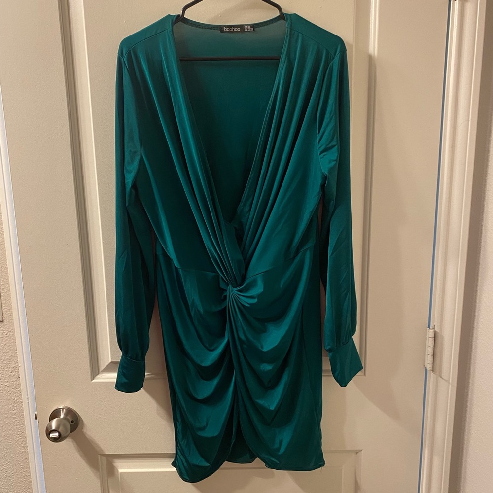 Emerald Green & Pink Mini Dress